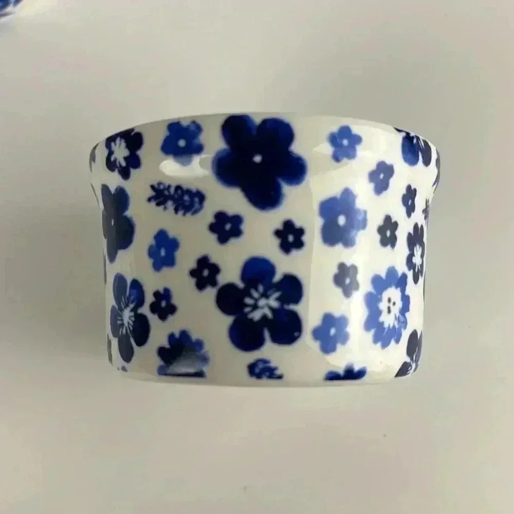 RAMEKIN’S BLUE & WHITE 4 FLORAL-DESIGNS NWB  Dishwasher Oven Microwave SAFE - Picture 6 of 7